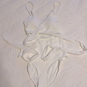 AE, new w/ tags, white one-piece swimsuit, size small long, new with tags